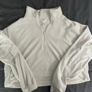 Forever 21 Velvet Cropped Quarter Zip